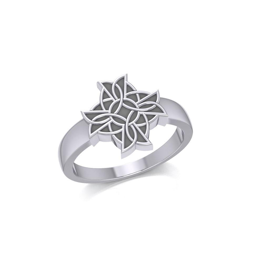 Celtic Knot Cross Sterling Silver Ring TR620