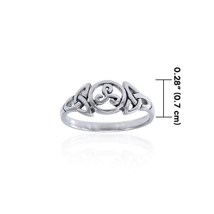Celtic Trinity Triquetra Triple Spiral Silver Ring TRI067