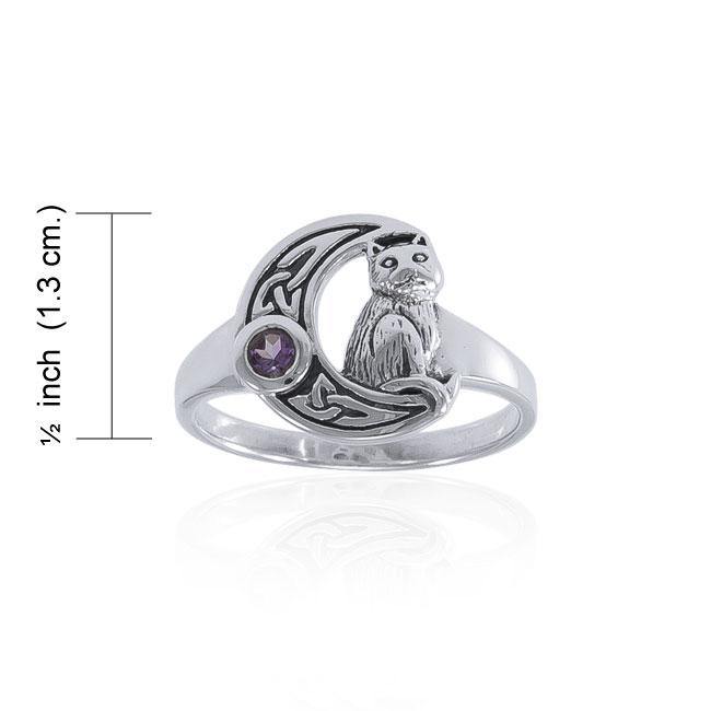 Celtic Cat Sterling Silver Moon Ring TRI1541