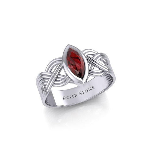 Silver Celtic Ring with Marquise Gemstone TRI1925