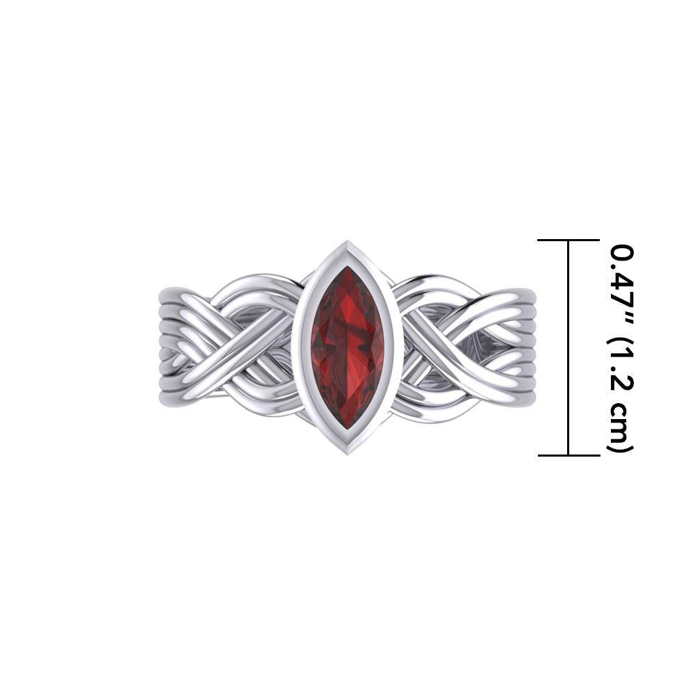 Silver Celtic Ring with Marquise Gemstone TRI1925