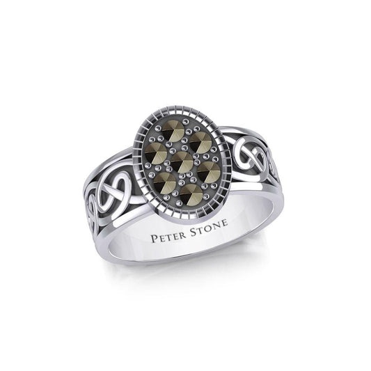 Oval Celtic Ring with Gemstones TRI1954