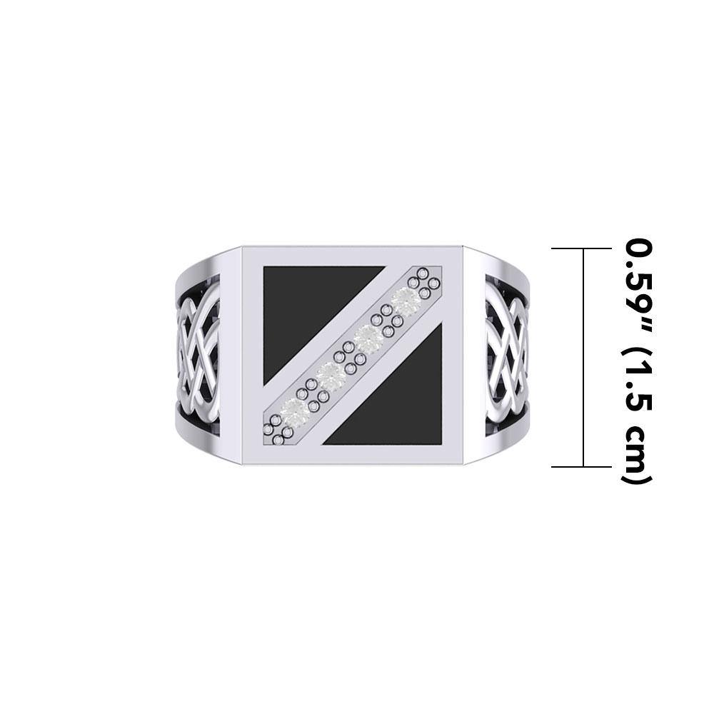Celtic Sterling Silver Signet Men's Ring TRI1981