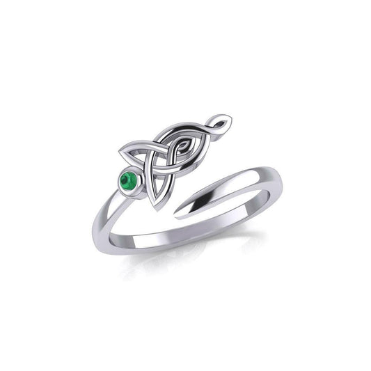Celtic Motherhood Triquetra or Trinity Knot Sterling Silver Ring With Gem TRI2263