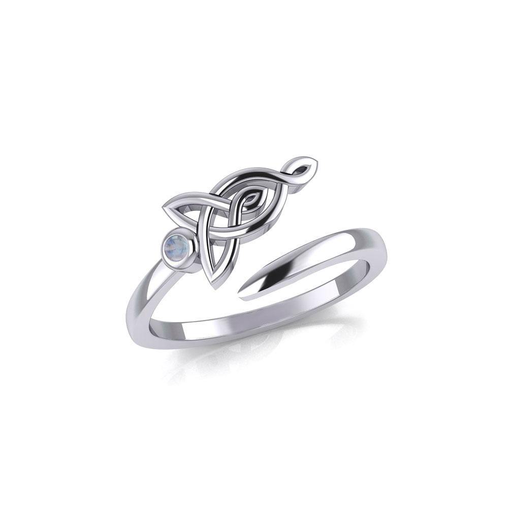 Celtic Motherhood Triquetra or Trinity Knot Sterling Silver Ring With Gem TRI2263