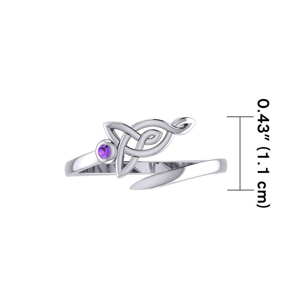 Celtic Motherhood Triquetra or Trinity Knot Sterling Silver Ring With Gem TRI2263
