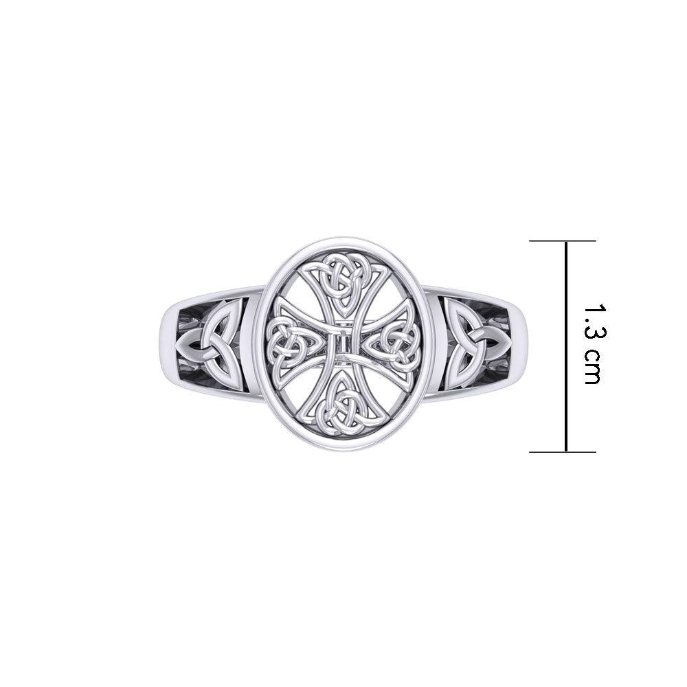 Celtic Cross Silver Ring TRI2292