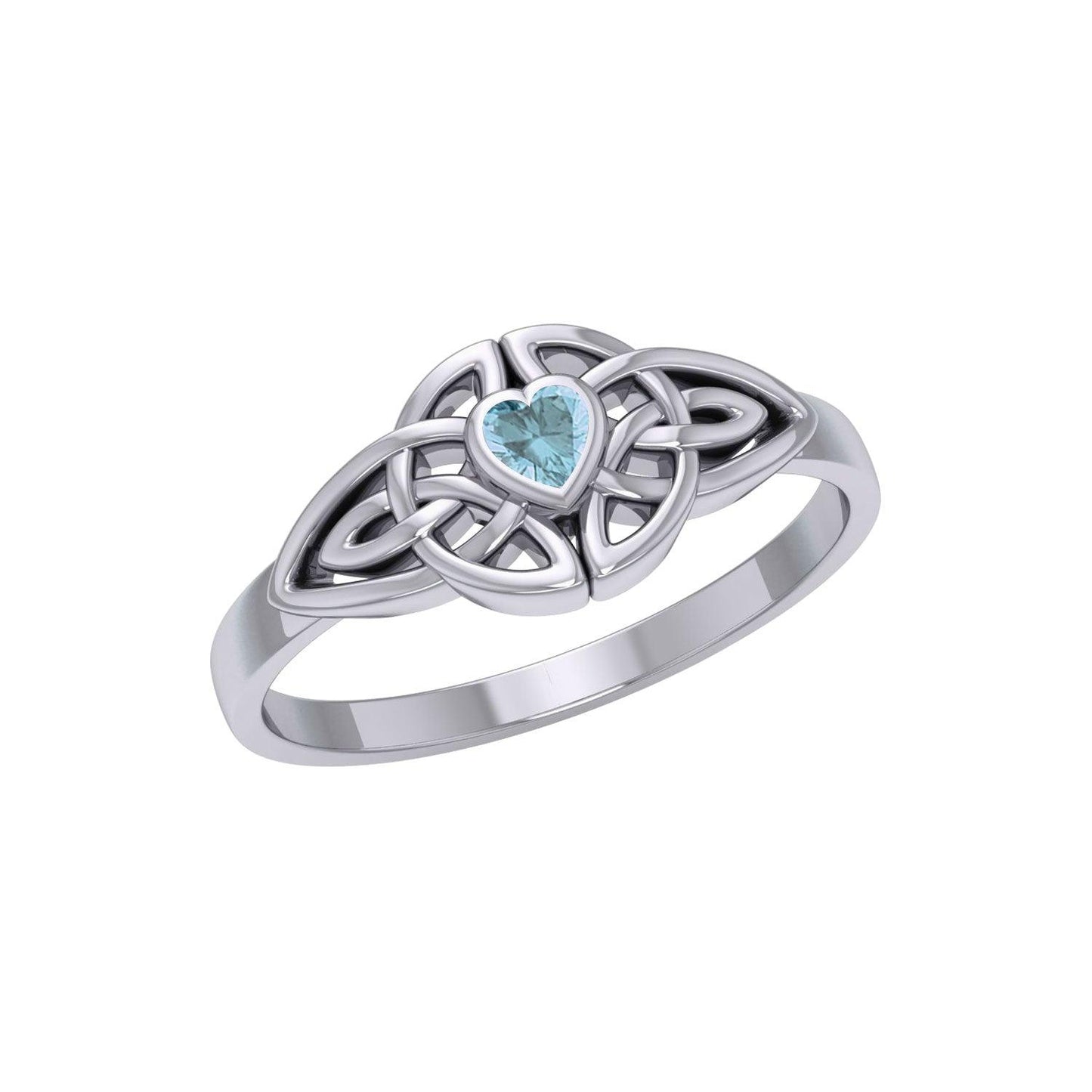 Celtic Knotwork Ring With Heart Gemstone TRI2310