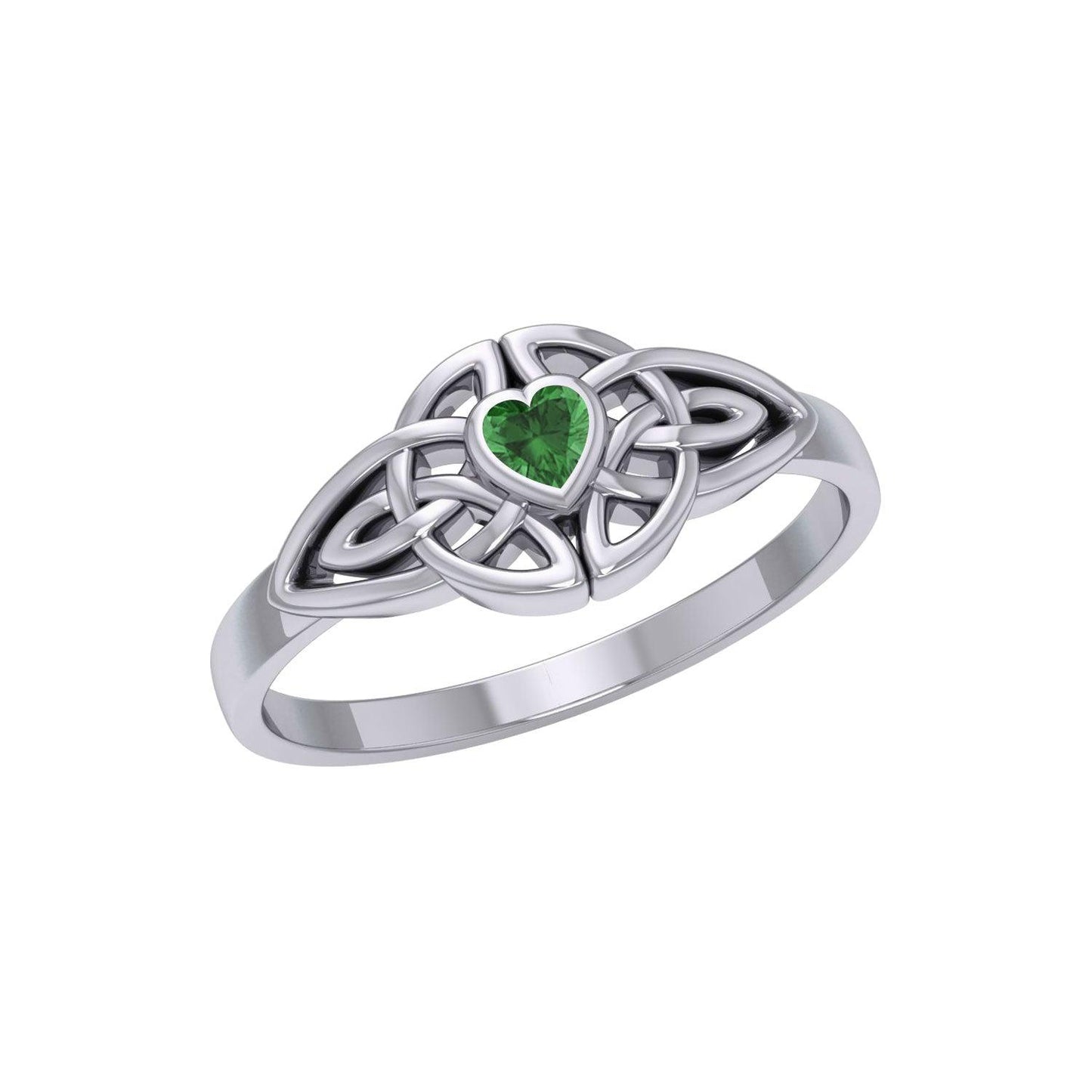 Celtic Knotwork Ring With Heart Gemstone TRI2310