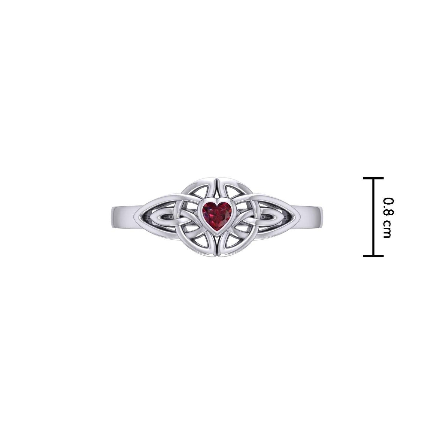 Celtic Knotwork Ring With Heart Gemstone TRI2310