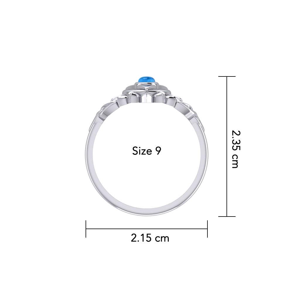 Vishuddha Throat Chakra with Celtic Designs Sterling Silver Ring TRI2339