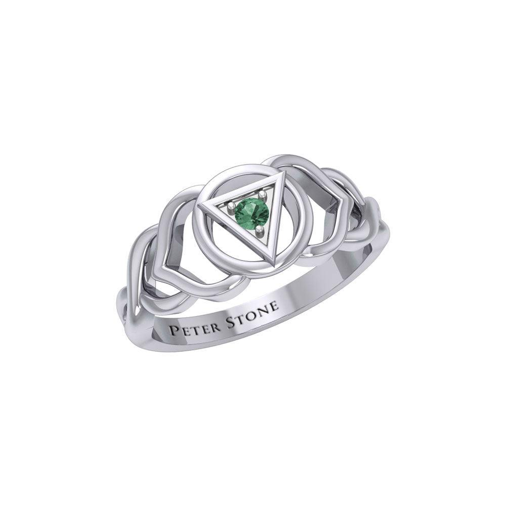 Ajna Third Eye Chakra with Celtic Designs  Sterling Silver Ring TRI2341