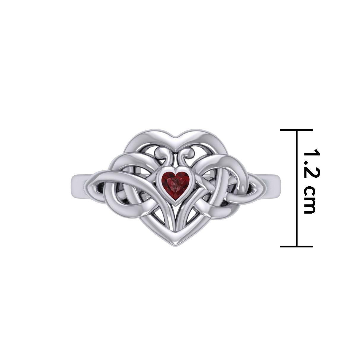 Celtic Knotwork Heart Ring With  Heart Gemstone TRI2362
