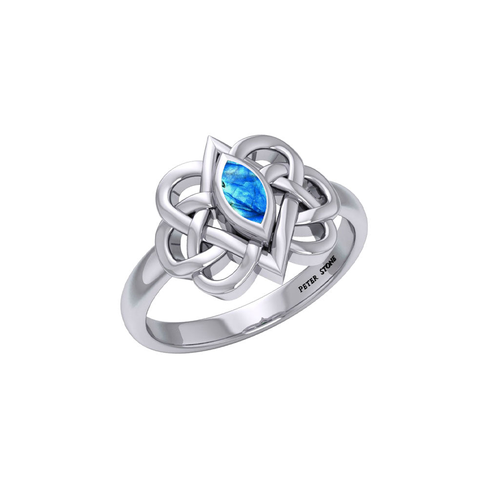 Celtic Double Heart And Infinity Ring With Gemstone TRI2388