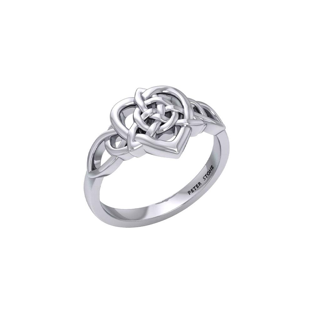 Celtic Heart And Triquetra Sterling silver Ring TRI2389