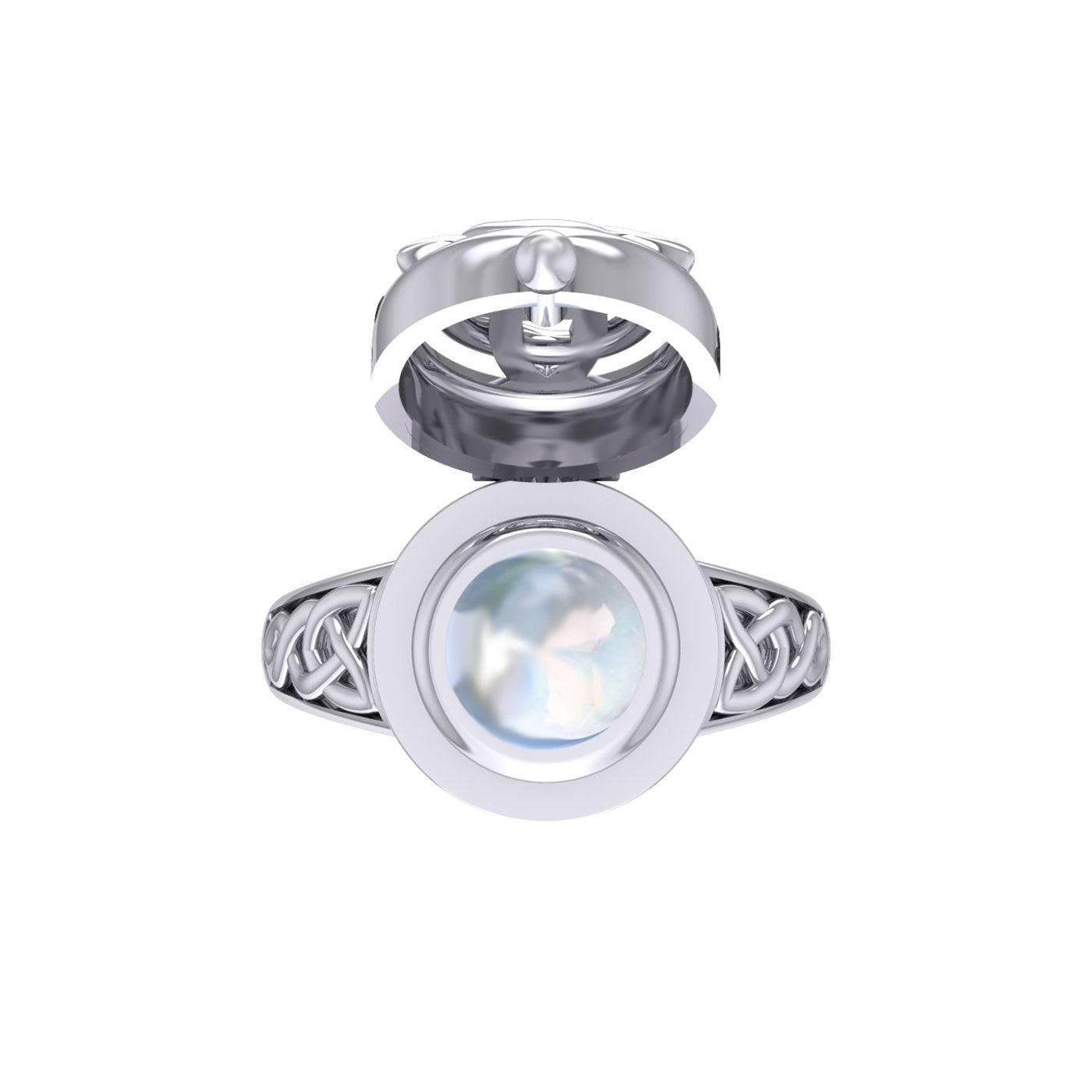 The Celtic Triquetra Silver Locket Ring with Gemstone TRI2436