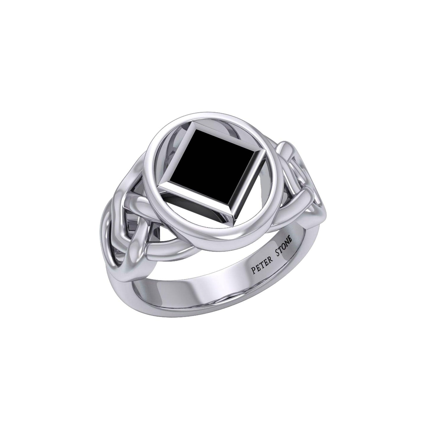 The Large Celtic Silver Ring with the NA Recovery Symbol Inlay Stone TRI2439
