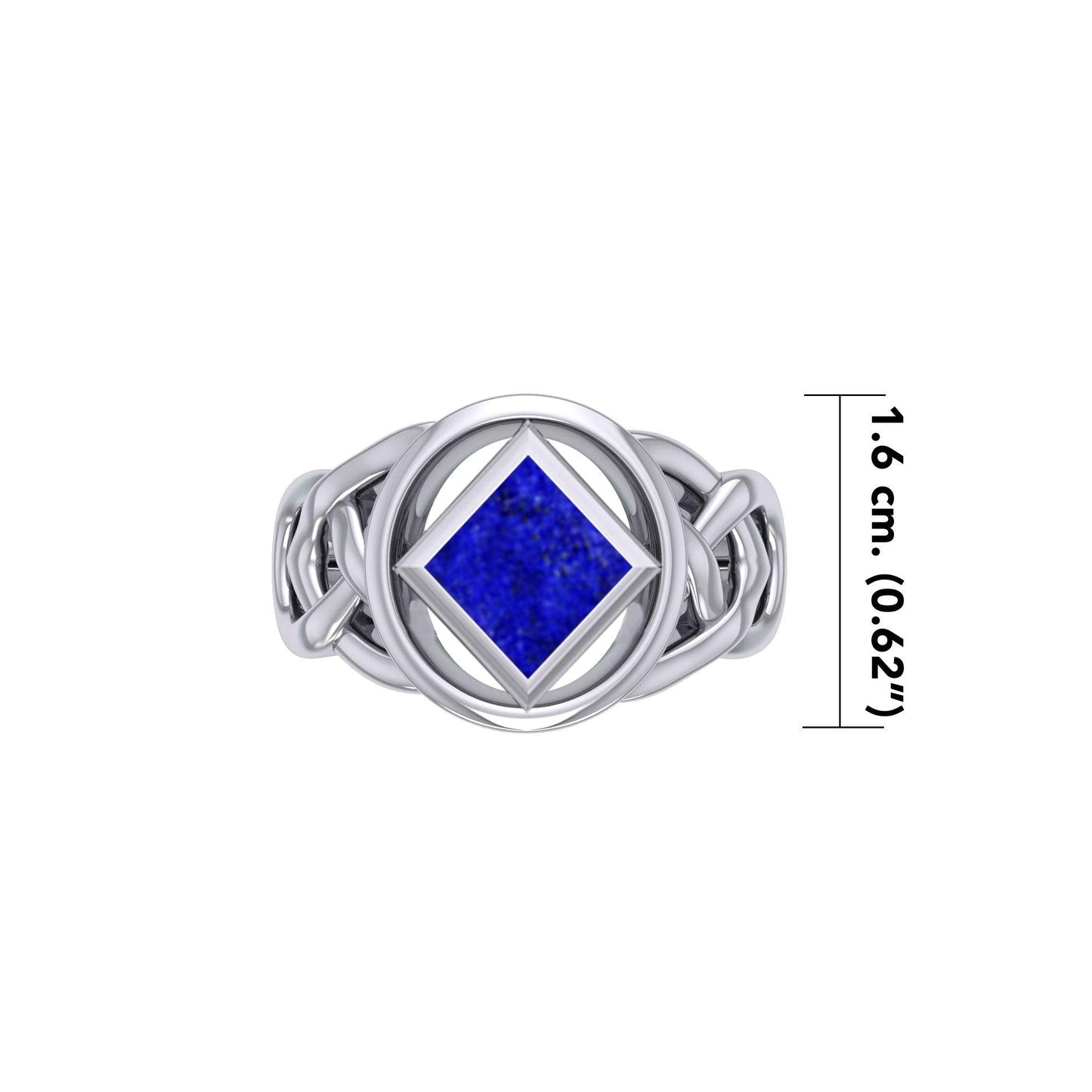 The Large Celtic Silver Ring with the NA Recovery Symbol Inlay Stone TRI2439