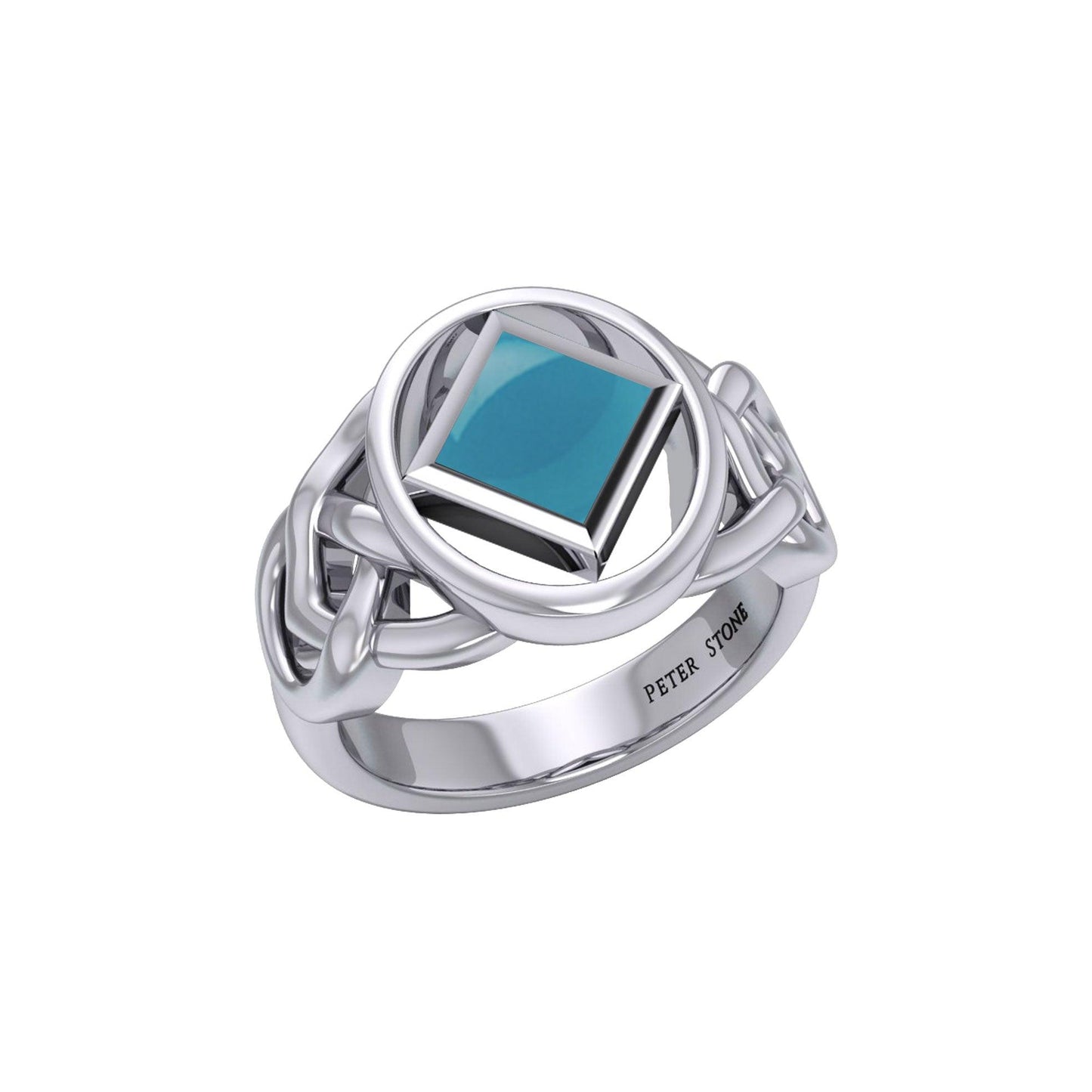 The Large Celtic Silver Ring with the NA Recovery Symbol Inlay Stone TRI2439