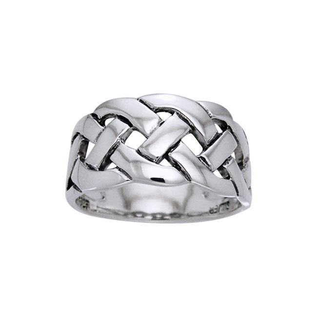 Bold Braided Celtic Knot Sterling Silver Ring TRI533
