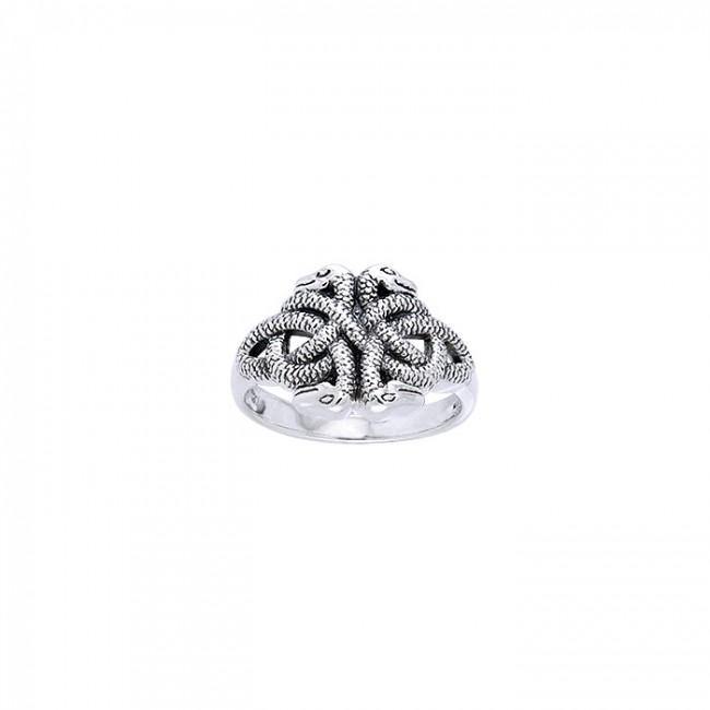 Celtic Knot Snakes Ring TRI565