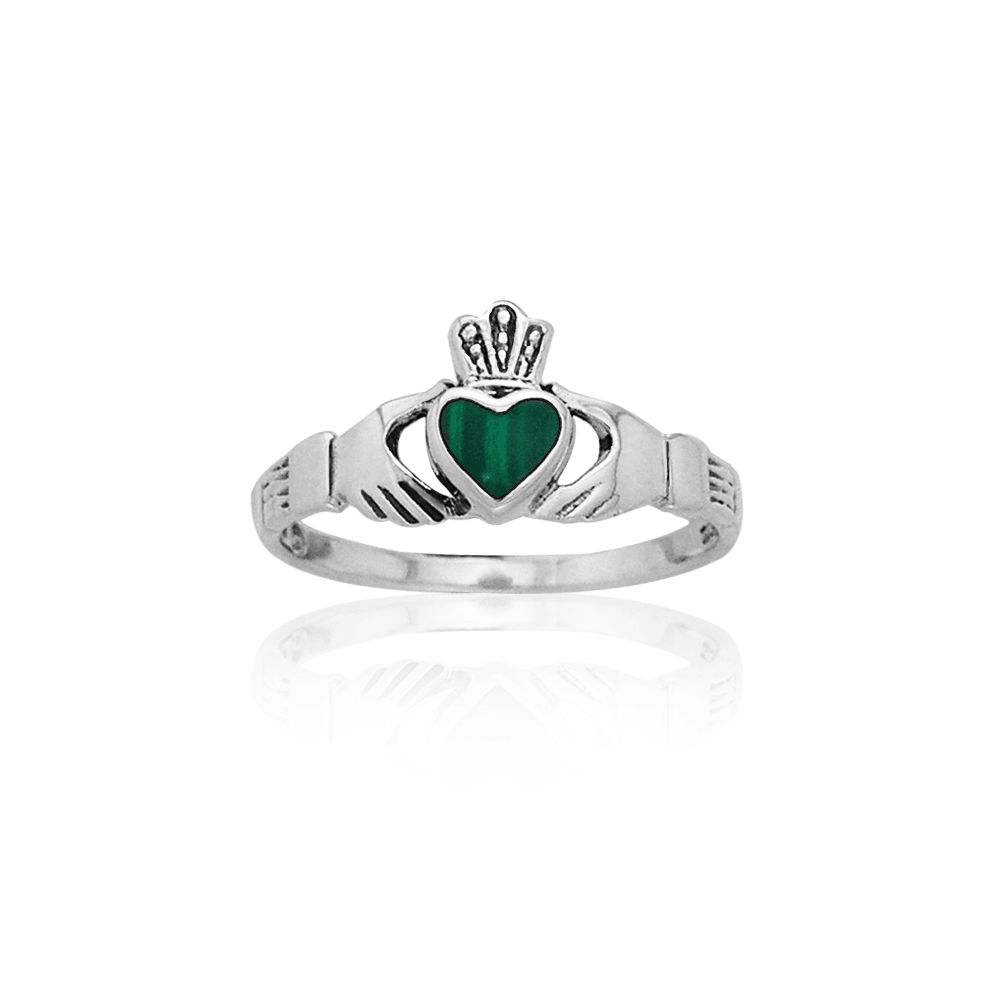 Celtic Claddagh Stone Inlay Ring TRI882