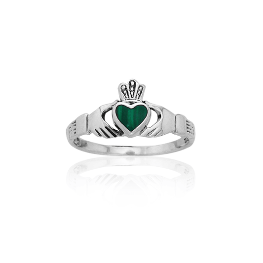 Celtic Claddagh Stone Inlay Ring TRI882