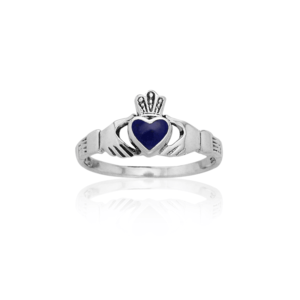 Celtic Claddagh Stone Inlay Ring TRI882