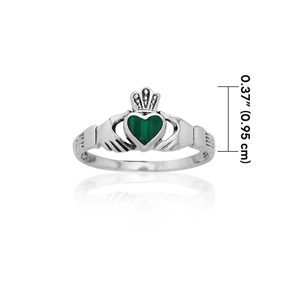 Celtic Claddagh Stone Inlay Ring TRI882