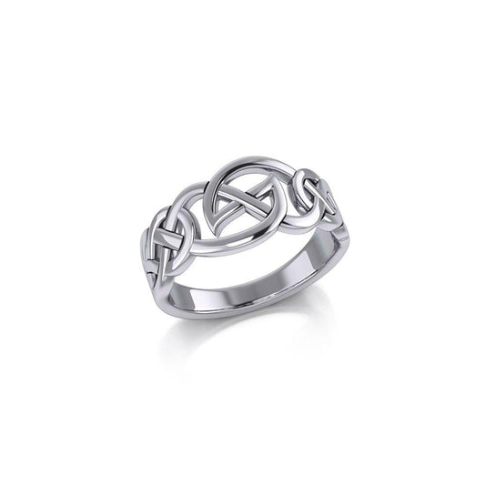 Modern Celtic Silver Ring TRI889