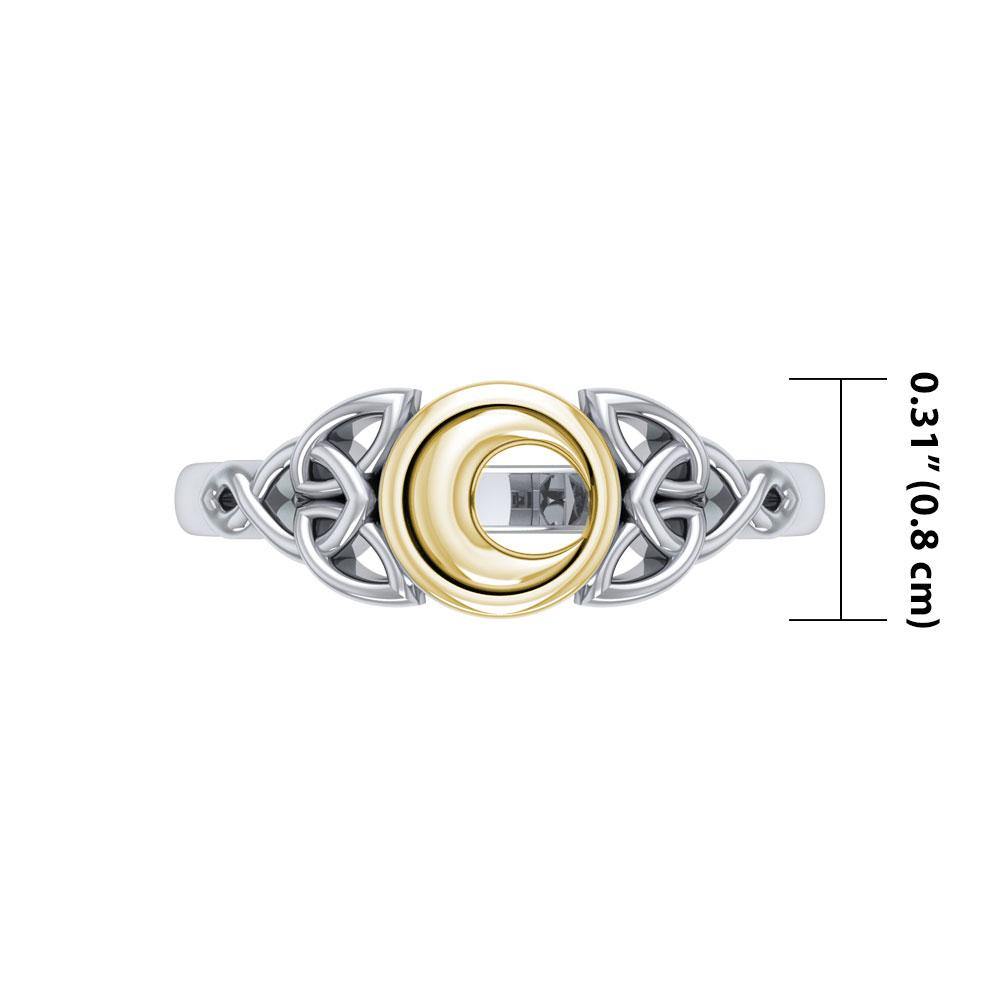 Celtic Moon Silver and Gold Ring TRV1746