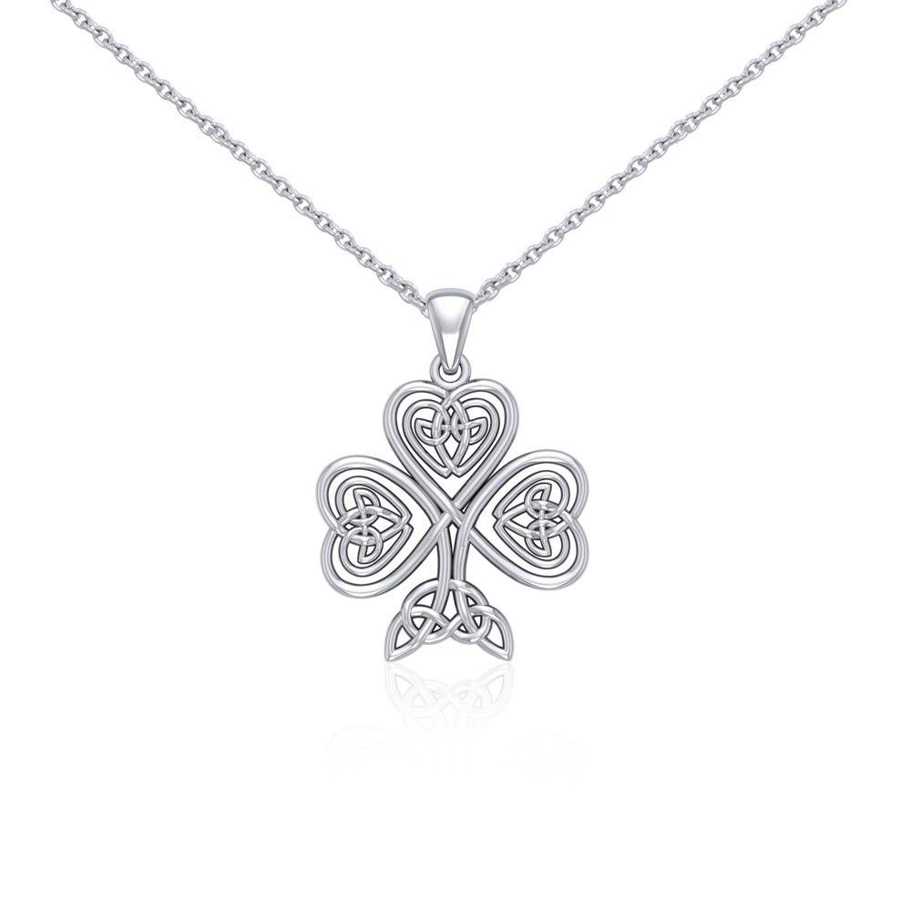 Silver Celtic Shamrock Pendant and Chain Set by Courtney Davis TSE768