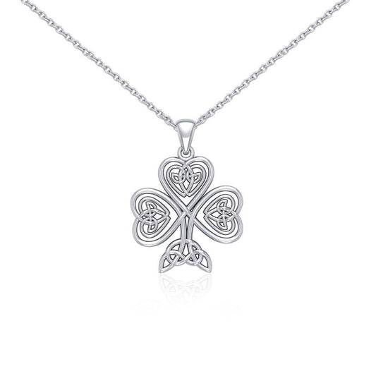 Silver Celtic Shamrock Pendant and Chain Set by Courtney Davis TSE768