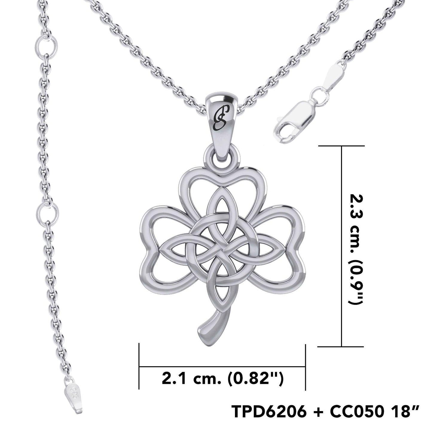 Celtic Shamrock and Four-Point Knots Sterling Silver Pendant - Intricate Connections by Peter Stone Jewelry TPD6206