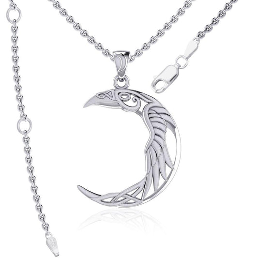 The Celtic Moon Raven Sterling Silver Pendant TPD5261