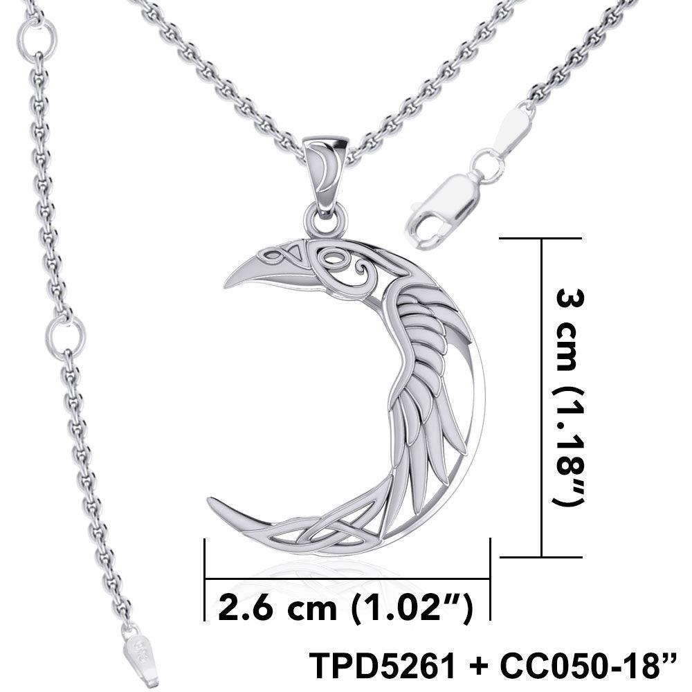 The Celtic Moon Raven Sterling Silver Pendant TPD5261
