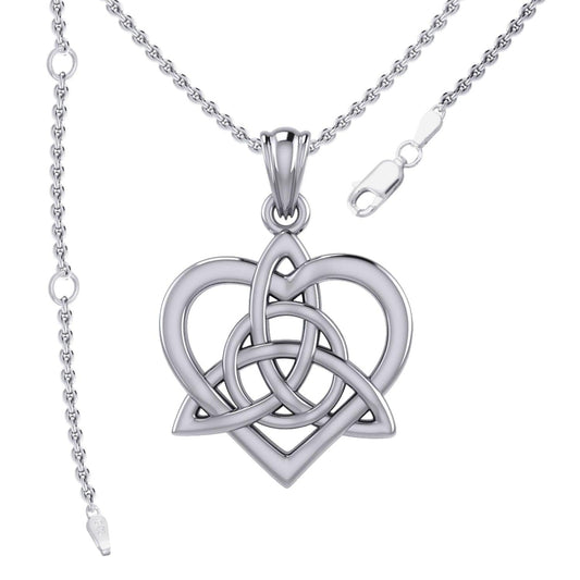 Celtic Flowing Heart Triquetra Sterling Silver Pendant – Graceful Symbol of Love and Unity by Peter Stone Jewelry TPD6215