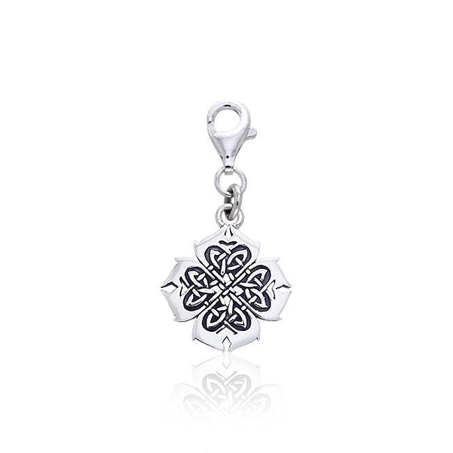 Modern Shamrock Celtic Knotwork Silver Clip Charm TWC042