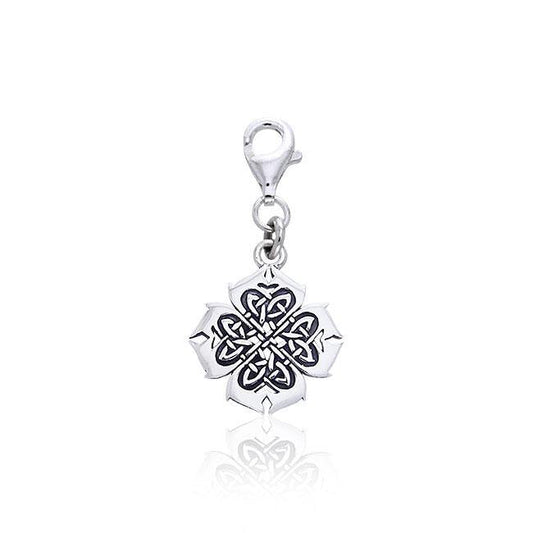 Modern Shamrock Celtic Knotwork Silver Clip Charm TWC042