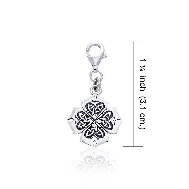 Modern Shamrock Celtic Knotwork Silver Clip Charm TWC042