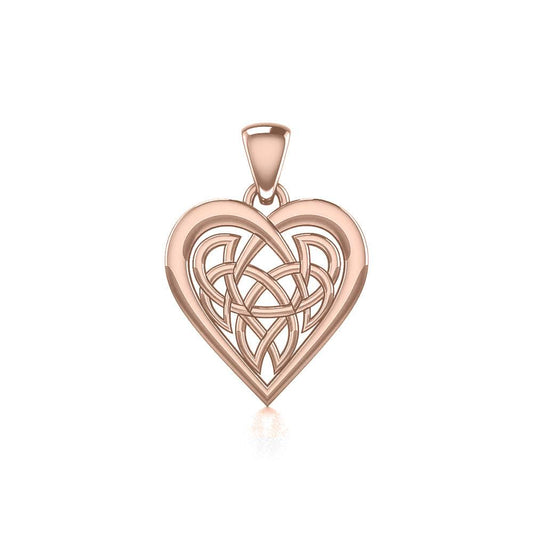 Celtic Knot Heart Rose Gold Pendant UPD3015