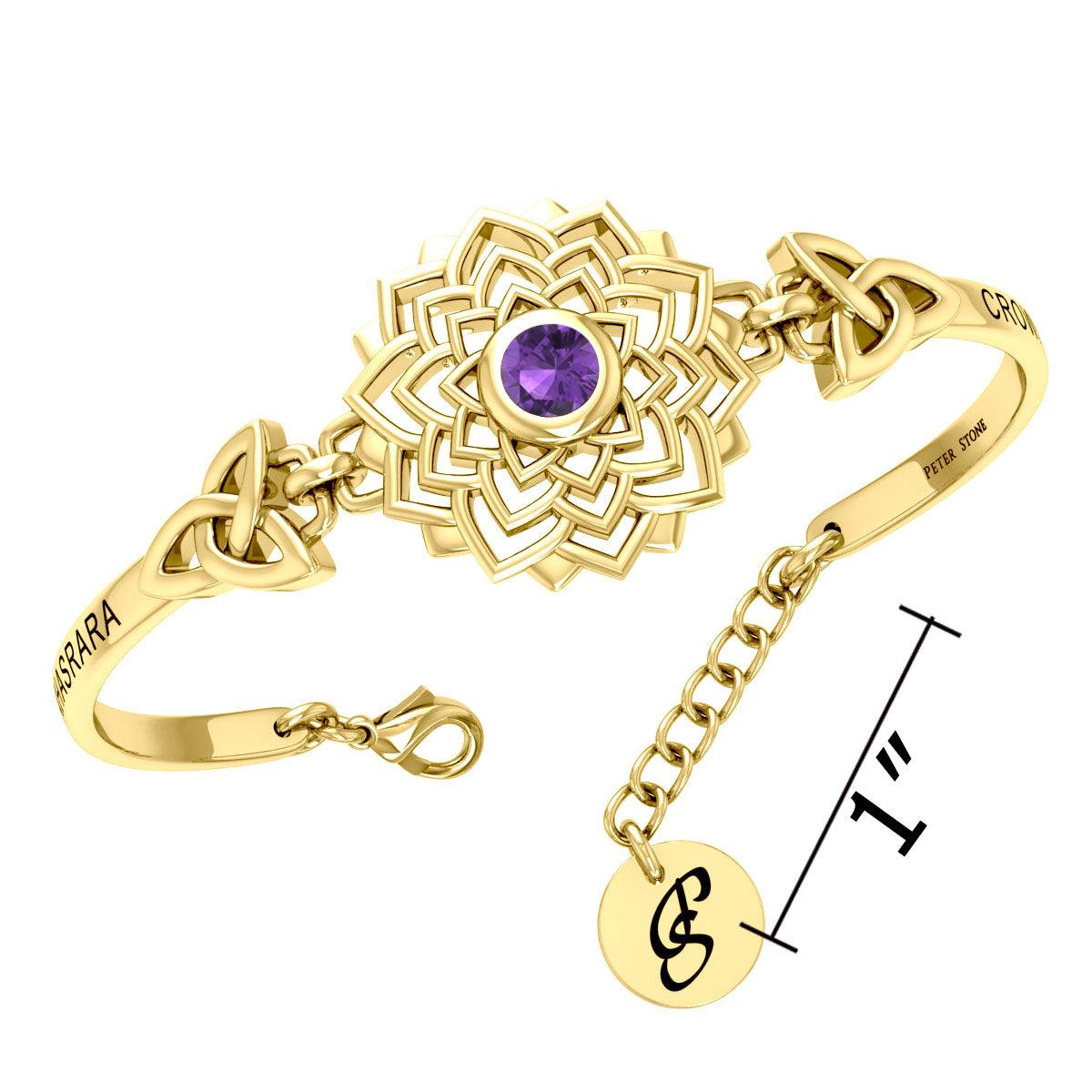Crown Chakra with Celtic Trinity Gold plate on Silver Bracelet  VBA285