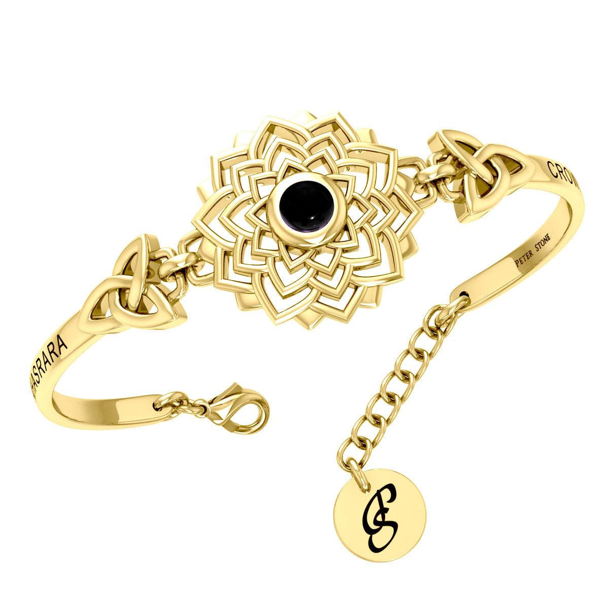 Crown Chakra with Celtic Trinity Gold plate on Silver Bracelet  VBA285
