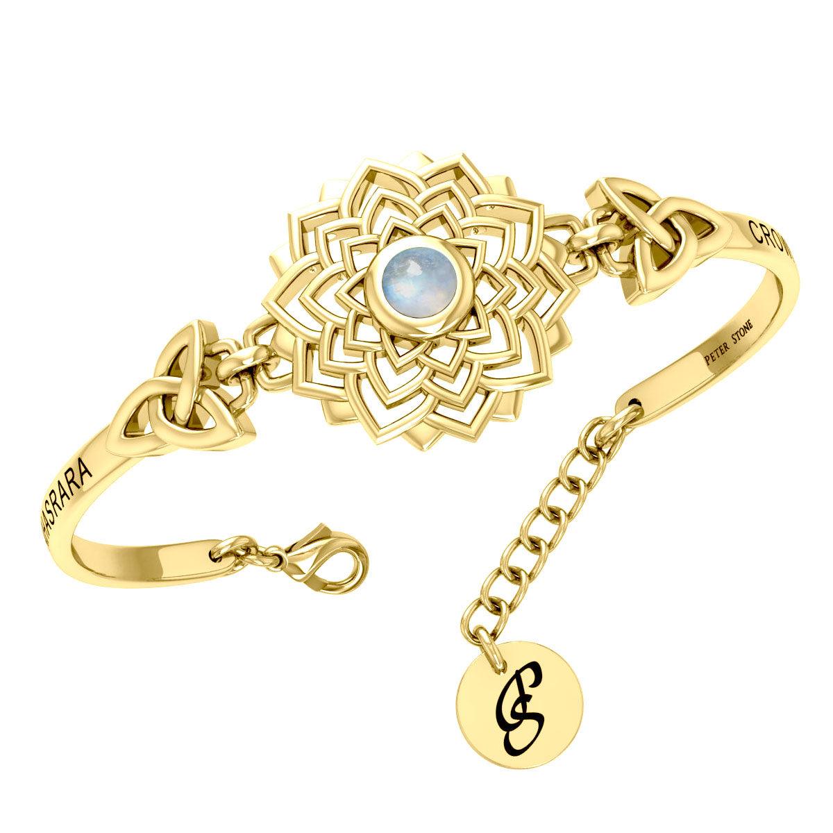 Crown Chakra with Celtic Trinity Gold plate on Silver Bracelet  VBA285
