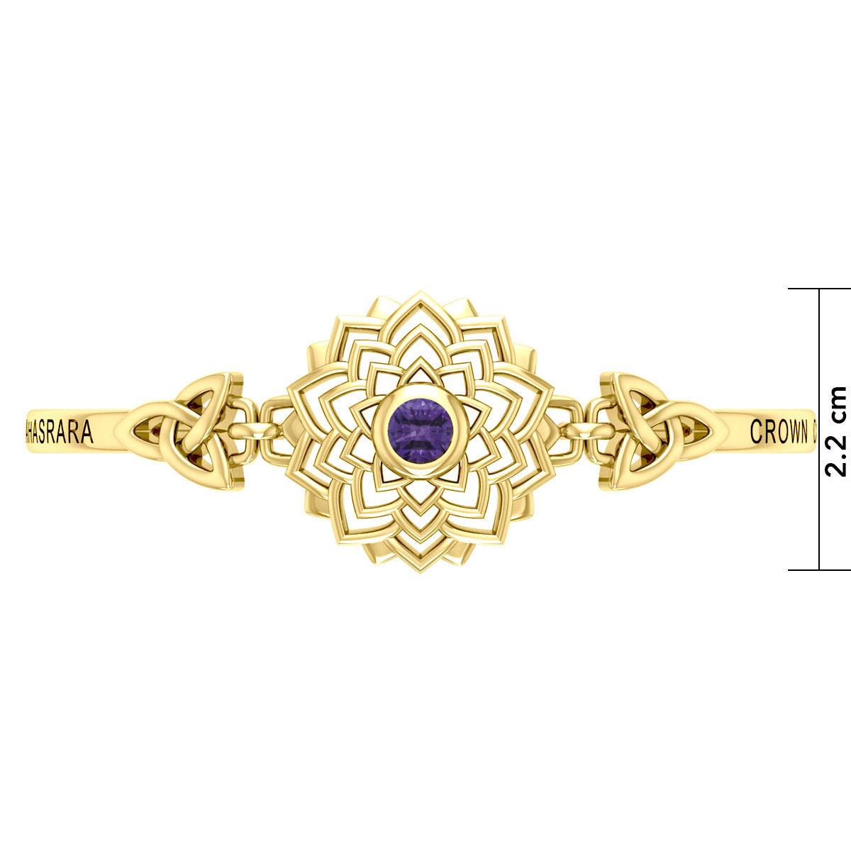 Crown Chakra with Celtic Trinity Gold plate on Silver Bracelet  VBA285