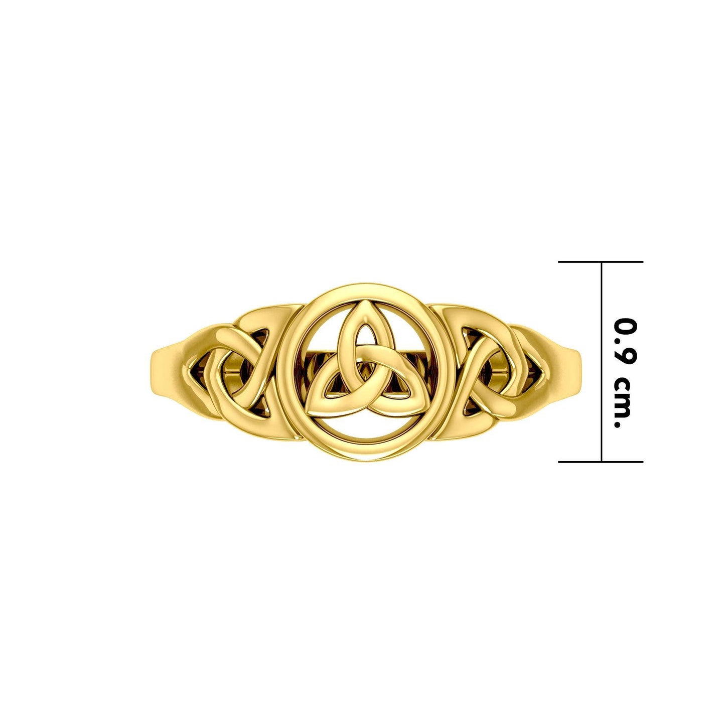 Celtic Trinity Knot Gold Vermeil Plate on Silver Ring VRI1275