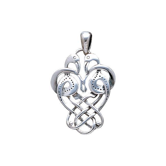 Celtic Knotwork Birds Silver Pendant WP009