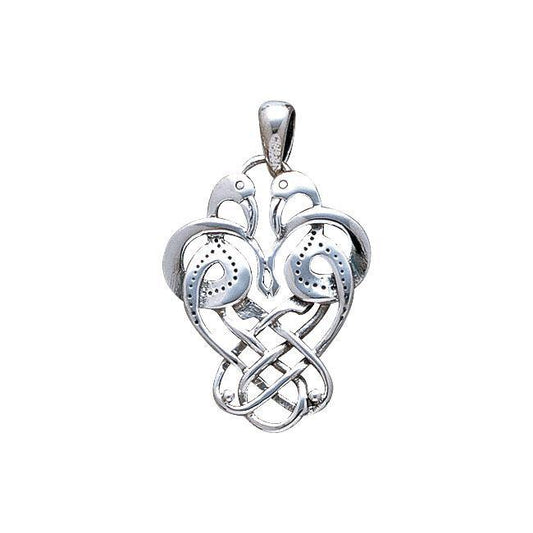 Celtic Knotwork Birds Silver Pendant WP009