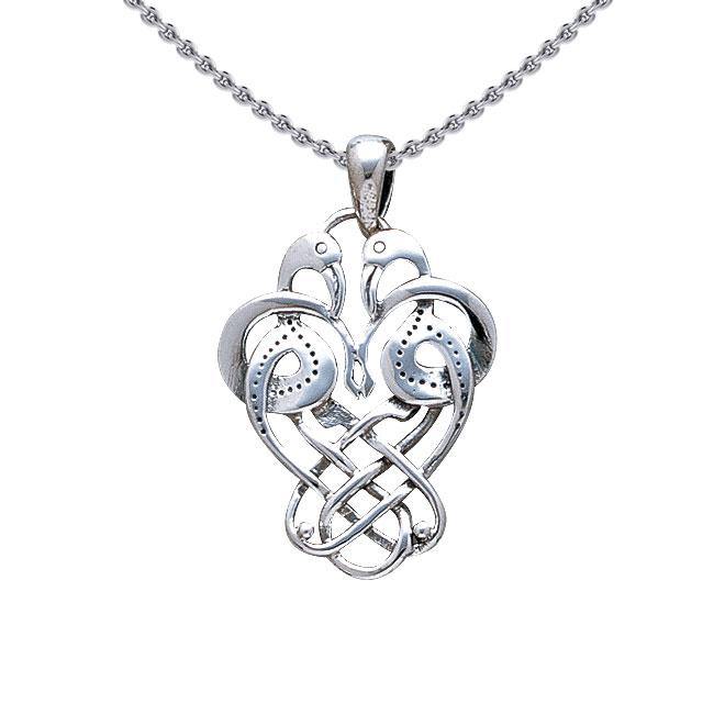Celtic Knotwork Birds Silver Pendant WP009