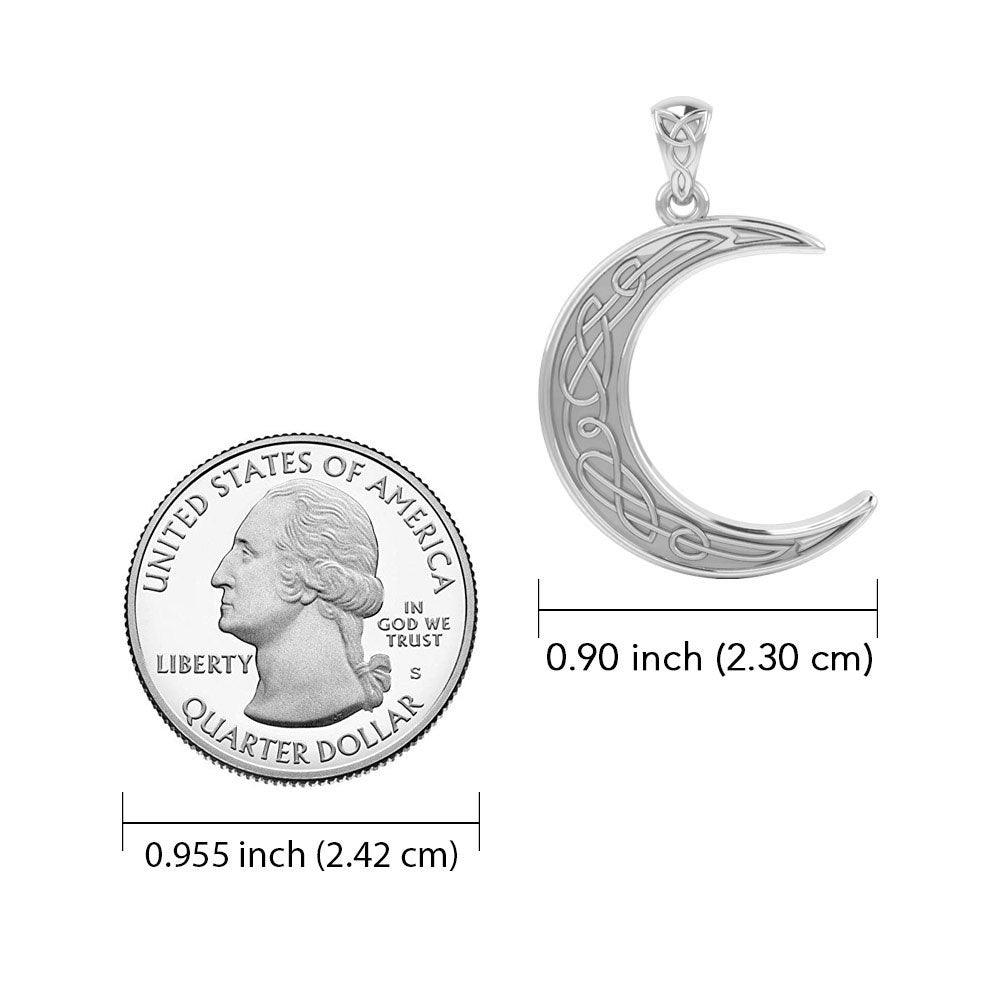 Celtic Crescent Moon 14K White Gold Pendant WPD4201
